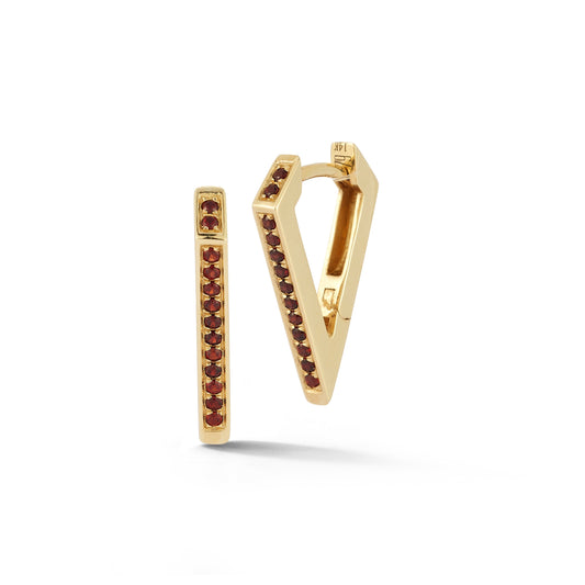 Angular Huggie Red Ruby