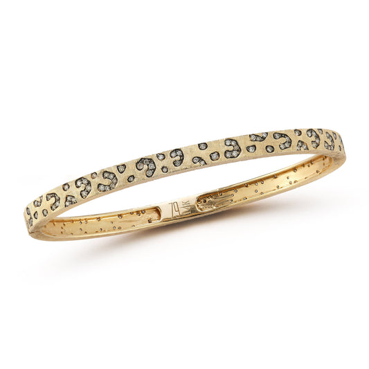 Leopard hinged bangle- Florentined