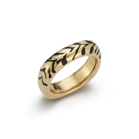 Tiger Enamel Square Rounded Ring