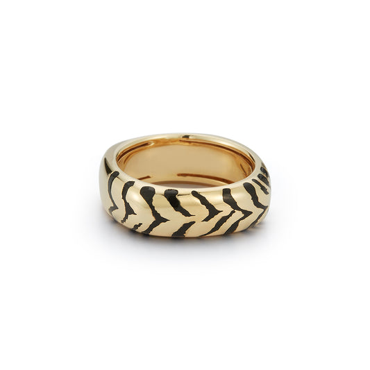 Tiger Enamel Square Rounded Ring