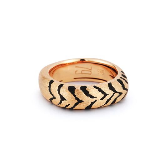 Tiger Enamel Square Rounded Ring