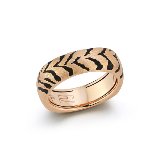 Tiger Enamel Square Rounded Ring