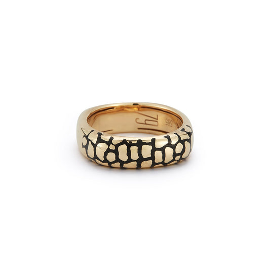Crocodile Enamel Square Rounded Ring - 79LayersCrocodile Enamel Square Rounded Ring